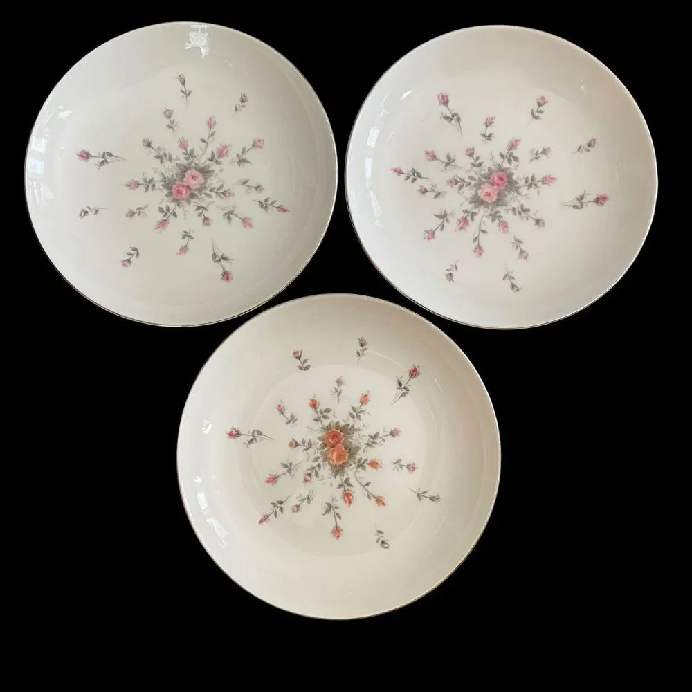 Harmony House Rosebud Fine China Coupe Soup Bowls Set 4 Floral Japan 7-3/4